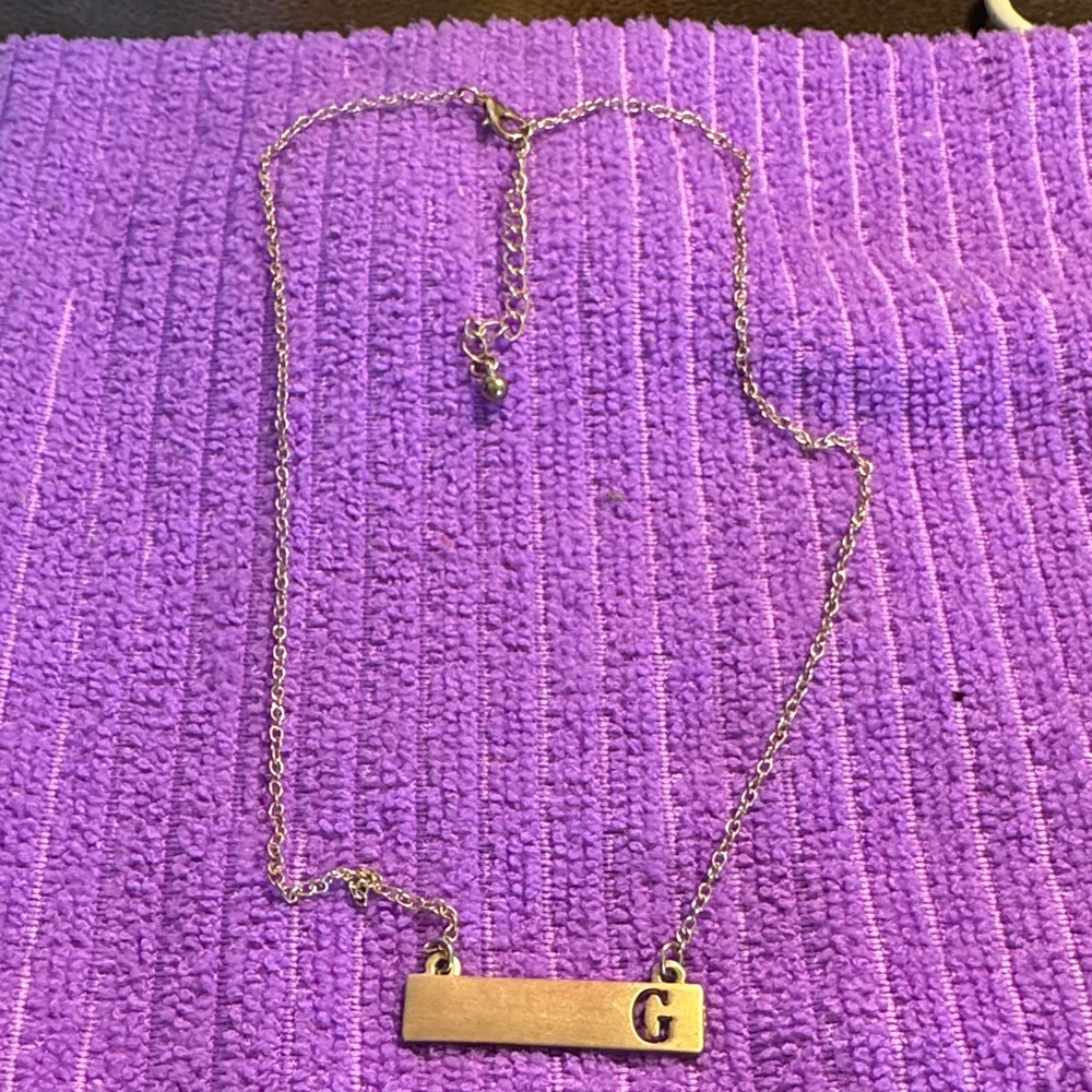 BaubleBar Gold Bar Necklace with Initial 8” without 3” Ext.